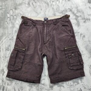 Vintage Baileys Point Shorts Mens 36 Brown Canvas Cargo Zip Outdoor Utility